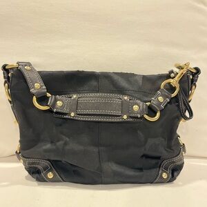 Coach Black Signature Jacquard Carly Hobo